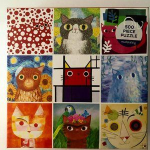 Mudpuppy Planet Cat Artsy Cats 500 Piece Puzzle *Verified* 20x20" Preowned